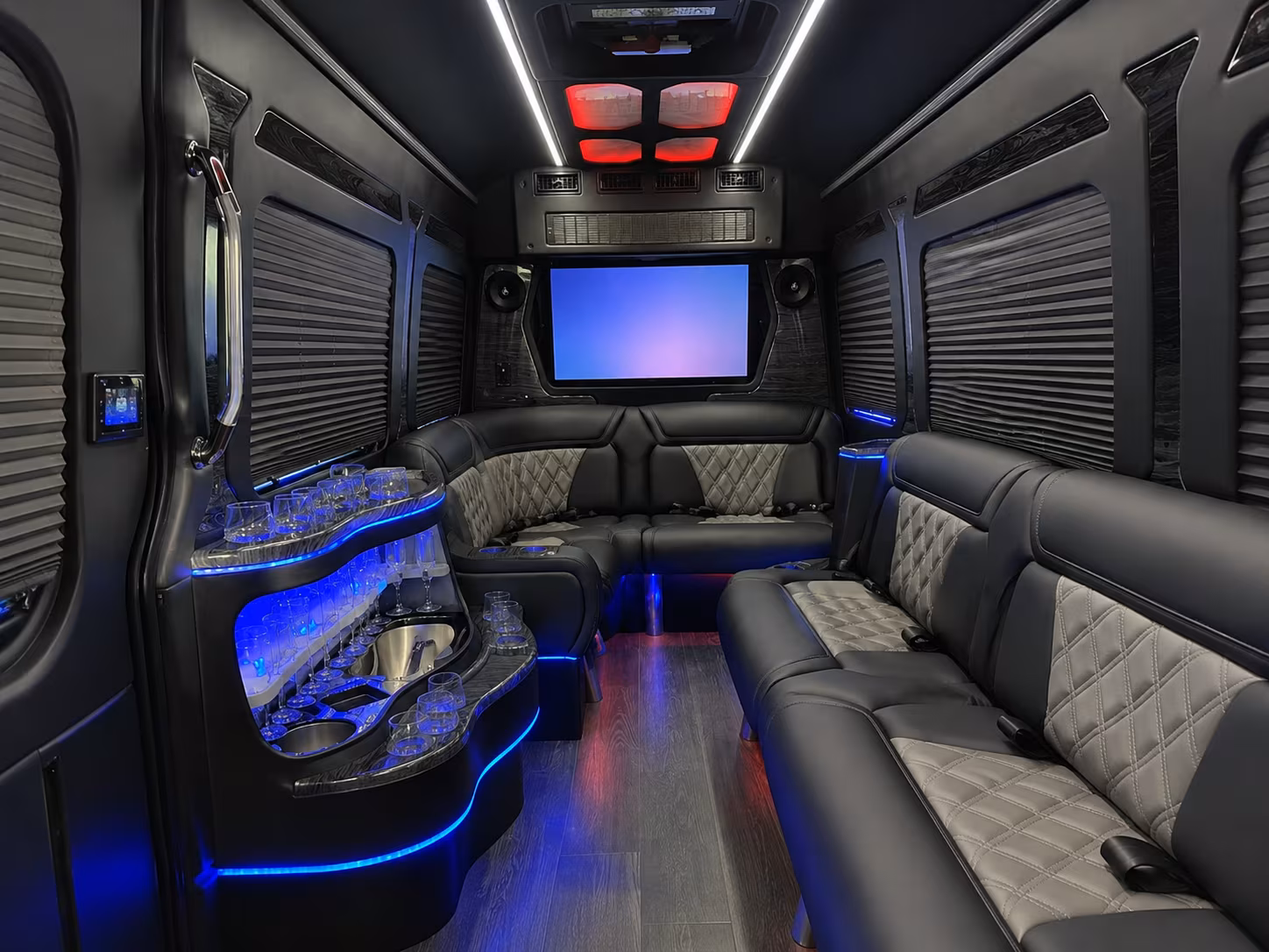 portsmouth 25 passenger party bus inside
